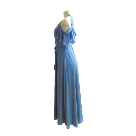 Lulus Blue Wrap Maxi Dress w Off the Shoulders Sleeves in Size XXS - Picture 4 of 9